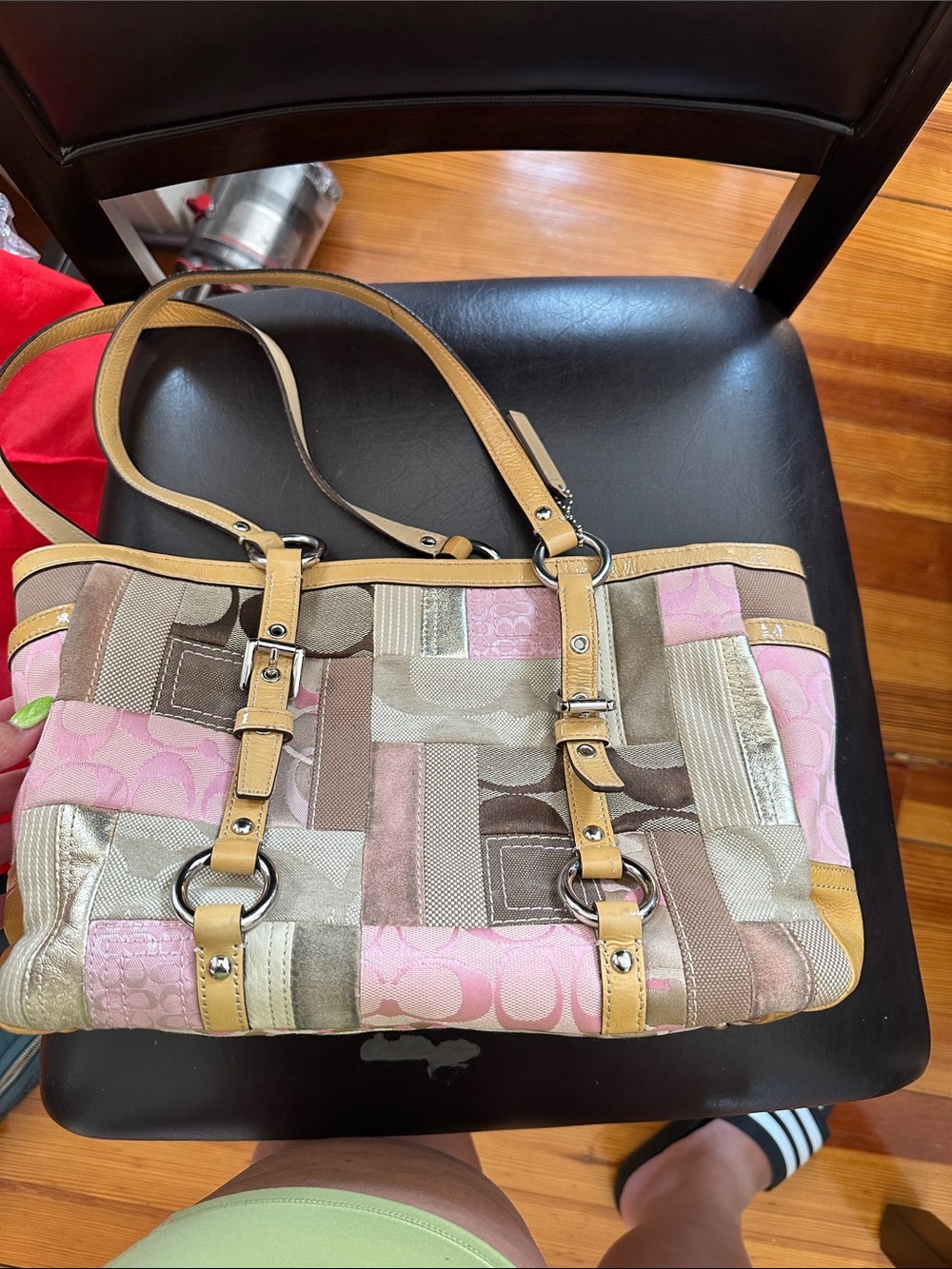 Coach Vintage Patchwork Shoulder Bag in Pink, Beige and Tan - Picture 3 of 11